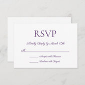 Minimalistisch Moderne Elegante Lila Hochzeit RSVP Karte (Vorne/Hinten)