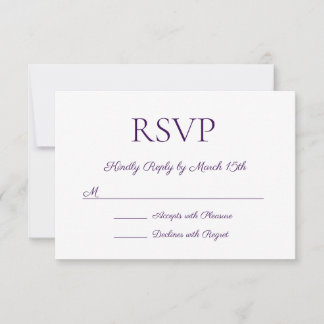 Minimalistisch Moderne Elegante Lila Hochzeit RSVP Karte