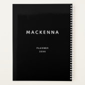 Minimalistisch Moderne Elegante Schwarze Personali Planer (Rückseite)
