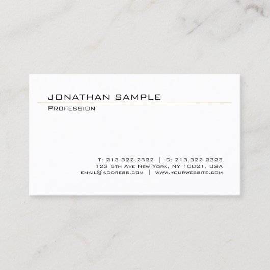 Minimalistisch Moderne Elegante White Gold Trendy  Visitenkarte (Vorderseite)