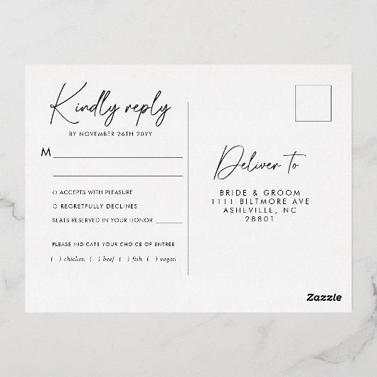 Minimalistisch Moderne Elegante White Silver UAWG Folie Einladungspostkarte (Rückseite)