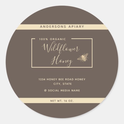 Minimalistisch Moderne Goldhhonigjar Runder Aufkleber (Vorderseite)