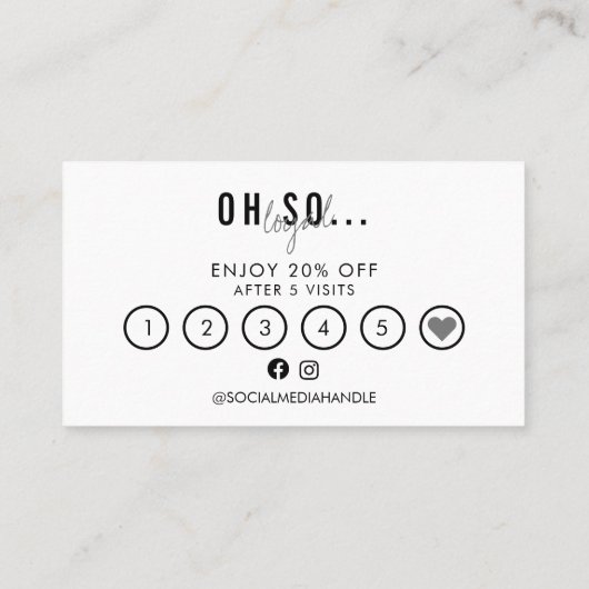 Minimalistisch Moderne Grau-Schönheitspflege Loyal Visitenkarte (Rückseite)