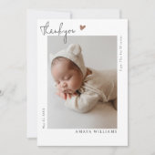 Minimalistisch Moderne Handschrift 2 Foto Neues Ba Dankeskarte (Vorderseite)