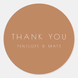 Minimalistisch Moderne Hochzeit Danke Terracotta Runder Aufkleber