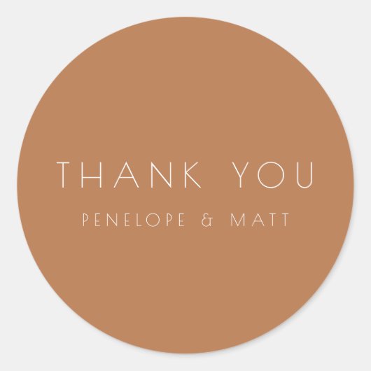 Minimalistisch Moderne Hochzeit Danke Terracotta Runder Aufkleber (Vorderseite)
