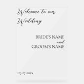 Minimalistisch Moderne Hochzeit Mattiert Acrylschild (Vorderseite)