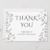 Minimalistisch Moderne Hochzeit mit floraler Elega Dankeskarte (Vorderseite)