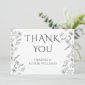 Minimalistisch Moderne Hochzeit mit floraler Elega Dankeskarte (Stehend Vorderseite)