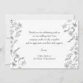 Minimalistisch Moderne Hochzeit mit floraler Elega Dankeskarte (Rückseite)