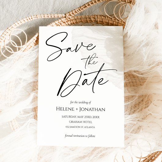 Minimalistisch Moderne Hochzeit Save the Date Einladung