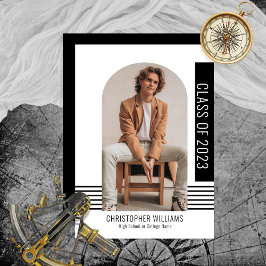 Minimalistisch Moderne Klasse 2023 Abschluss Black Einladung