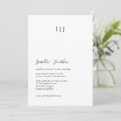 Minimalistisch Moderne klassische Hochzeit Schwarz Einladung (Stehend Vorderseite)