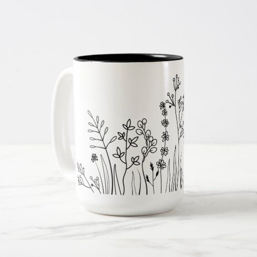 Minimalistisch Moderne Kunst, Dichtung und Musik Zweifarbige Tasse (Vorderseite Links)