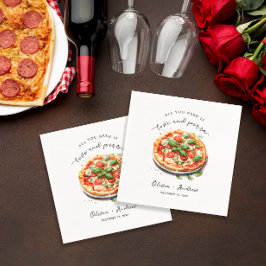 Minimalistisch Moderne Liebe und Pizza Probe Dinne Serviette