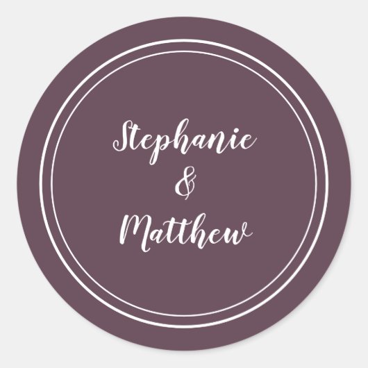 Minimalistisch Moderne Lila Brautbräune Gefallen Runder Aufkleber (Vorderseite)