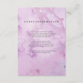 Minimalistisch Moderne Lila Watercolor Gastdetails Begleitkarte