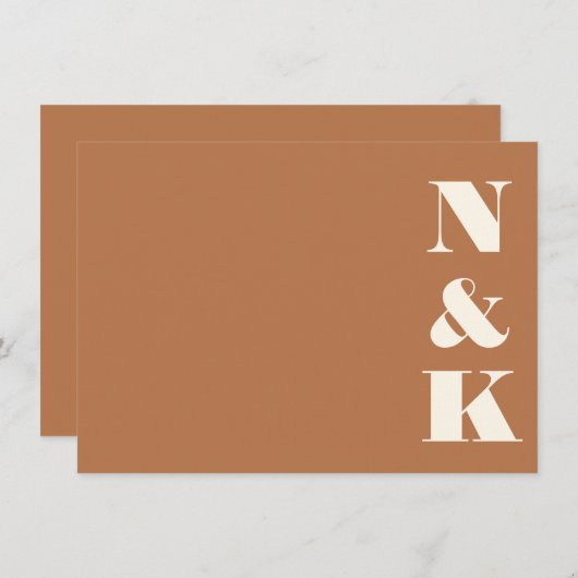 Minimalistisch Moderne Monogram Terracotta Chic We Mitteilungskarte (Vorne/Hinten)