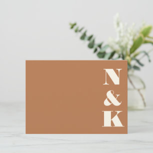 Minimalistisch Moderne Monogram Terracotta Chic We Mitteilungskarte