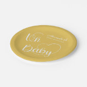 Minimalistisch Moderne Niedliche Senfgelbe Babydus Pappteller (Schrägansicht)