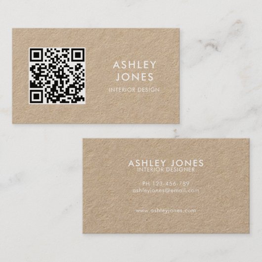 Minimalistisch-moderne QR-Code Kraft-Visitenkarte Visitenkarte (Vorne/Hinten)
