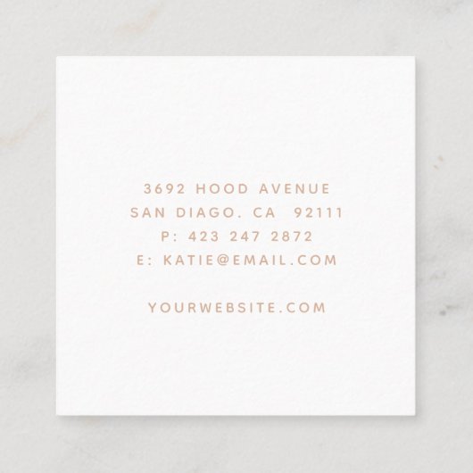 Minimalistisch Moderne rosa Blush Arch Schönheit Quadratische Visitenkarte (Rückseite)