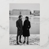 Minimalistisch Moderne Rose Gold und Foto Hochzeit Folieneinladung (Rückseite)