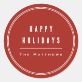 Minimalistisch Moderne Rote Familie Runder Aufkleber (Vorderseite)