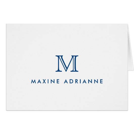 Minimalistisch-Moderne schicke Navy Blue Monogram  (Vorderseite (Horizontal))