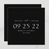 Minimalistisch Moderne Schlichte Schwarz-weiße Hoc Save The Date (Vorne/Hinten)