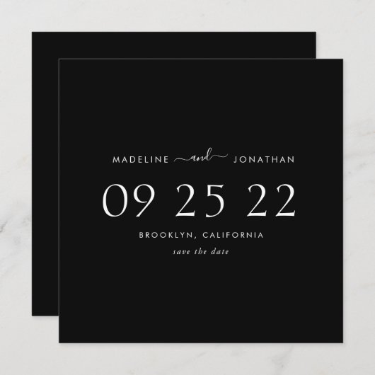 Minimalistisch Moderne Schlichte Schwarz-weiße Hoc Save The Date (Vorne/Hinten)