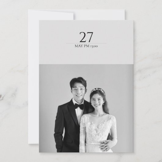 Minimalistisch Moderne Schwarz-Weiß-Einfache Hochz Einladung (Vorderseite)