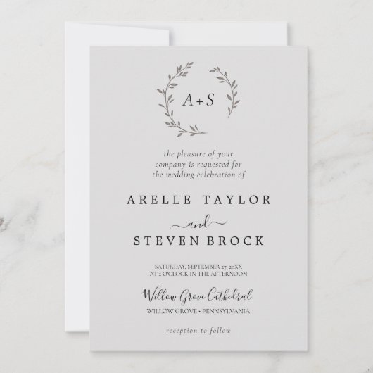 Minimalistisch Moderne Schwarz-Weiß-Einfache Hochz Einladung (Rückseite)