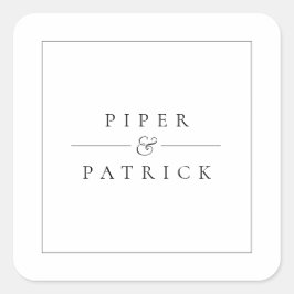 Minimalistisch Moderne Schwarz-Weiß-Hochzeit Quadratischer Aufkleber