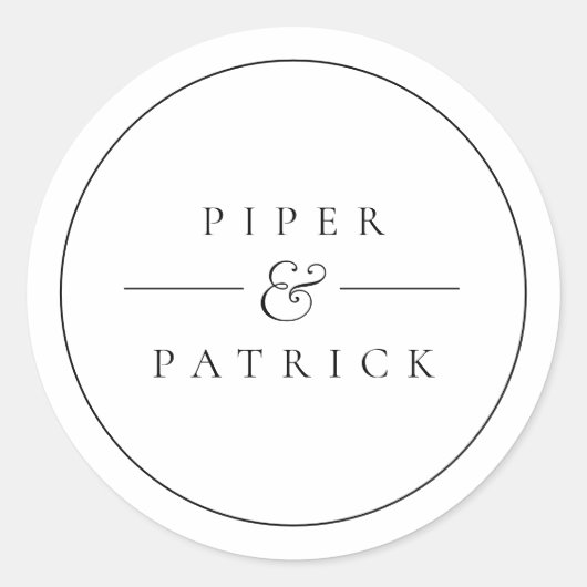 Minimalistisch Moderne Schwarz-Weiß-Hochzeit Runder Aufkleber (Vorderseite)
