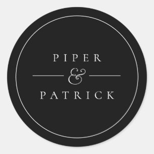 Minimalistisch Moderne Schwarz-Weiß-Hochzeit Runder Aufkleber