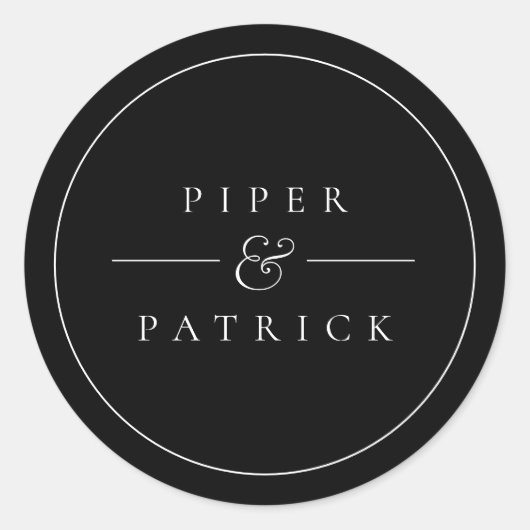 Minimalistisch Moderne Schwarz-Weiß-Hochzeit Runder Aufkleber (Vorderseite)