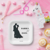 Minimalistisch Moderne Schwarz-Weiß-Silhouette Pappteller (Party)