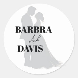 Minimalistisch Moderne Schwarz-Weiß-Silhouette Runder Aufkleber