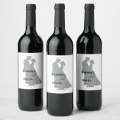 Minimalistisch Moderne Schwarz-Weiß-Silhouette Weinetikett (Flaschen)