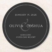 Minimalistisch Moderne Schwarz-weiße Hochzeit Runder Pappuntersetzer (Vorderseite)