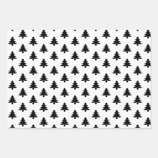 Minimalistisch Moderne Schwarz-weiße Weihnachtsbäu Geschenkpapier Set (Vorderseite 3)