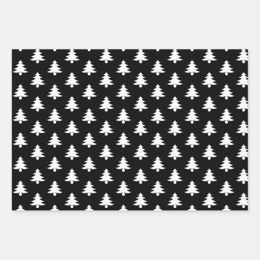 Minimalistisch Moderne Schwarz-weiße Weihnachtsbäu Geschenkpapier Set (Vorderseite)