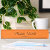 Minimalistisch-moderne Script-Kalligrafie Orange Namensplakette
