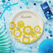 Minimalistisch Moderne Sonnenblume Minimaler Indiv Pappteller (Party)