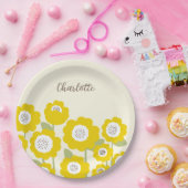 Minimalistisch Moderne Sonnenblume Minimaler Indiv Pappteller (Party)