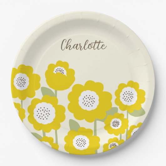 Minimalistisch Moderne Sonnenblume Minimaler Indiv Pappteller (Vorderseite)