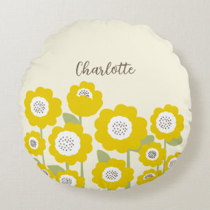 Minimalistisch Moderne Sonnenblume Minimaler Indiv Rundes Kissen