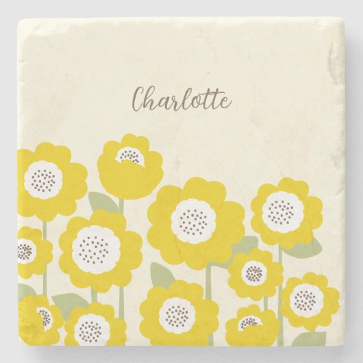 Minimalistisch Moderne Sonnenblume Minimaler Indiv Steinuntersetzer (Vorderseite)