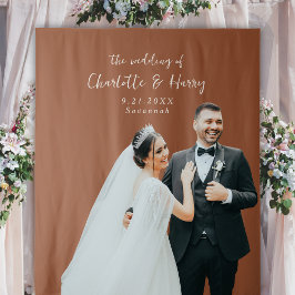 Minimalistisch Moderne Terracotta Boho Foto Hinter Wandteppich